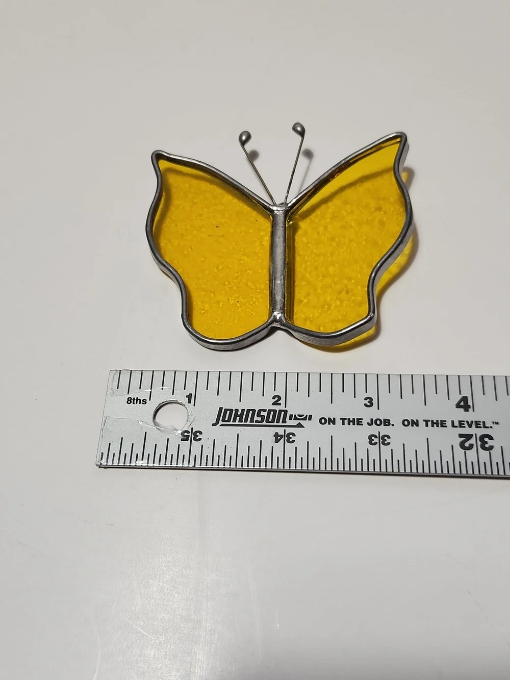 Yellow Blue and red Stained Glass Butterfly Pendant
